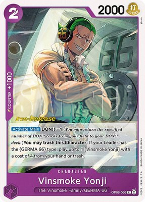 Vinsmoke Yonji (066), Wings of the Captain Pre-Release Cards
