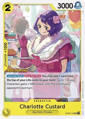 Charlotte Custard, Two Legends Pre-Release Cards