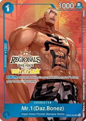 Mr.1 (Daz.Bonez) (Online Regional 2024 Vol. 3) [Winner], One Piece Promotion Cards