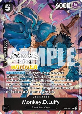 Monkey.D.Luffy (091) (Online Regional 2024 Vol. 3) [Winner], One Piece Promotion Cards