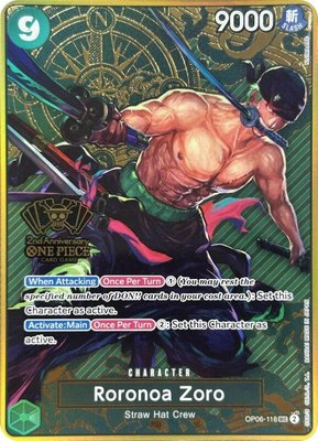 Roronoa Zoro (One Piece Japanese Version 2nd Anniversary Set), One Piece Promotion Cards