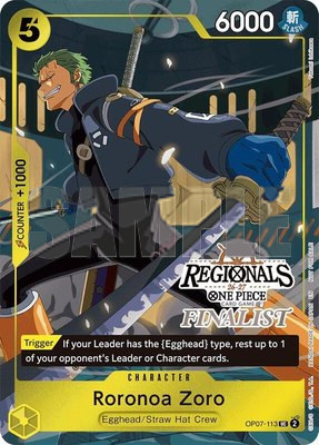 Roronoa Zoro (113) (Regionals Finalist Card Set 26-27), One Piece Promotion Cards