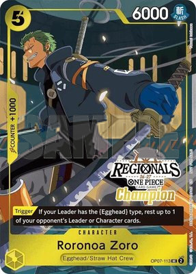 Roronoa Zoro (113) (Regionals Champion Card Set 26-27), One Piece Promotion Cards