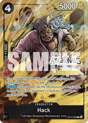 Hack (Regionals Champion Card Set 26-27), One Piece Promotion Cards